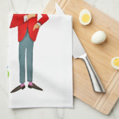 1950年ヴィンテージのクリスマスマンとマルティーニグラス キッチンタオル (四つ折り)