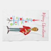 1950年ヴィンテージのクリスマスマンとマルティーニグラス キッチンタオル (横)