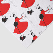 1950年ヴィンテージのクリスマスレディと犬のラッピング紙 薄葉紙 (詳細)