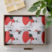 1950年ヴィンテージのクリスマスレディと犬のラッピング紙 薄葉紙 (ギフト)