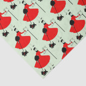 1950年ヴィンテージのクリスマスレディと犬のラッピング紙 薄葉紙 (詳細)