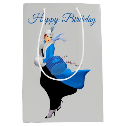 1950年ヴィンテージブルー ミディアムペーパーバッグ (正面)