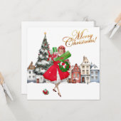 1950年ヴィンテージレディークリスマスショッピング カード (正面/裏面インサイチュ)