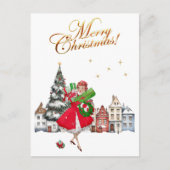 1950年ヴィンテージレディークリスマスショッピング シーズンポストカード (正面)