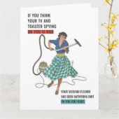 1950年代おもしろい主婦バキュームグリーティング カード (黄色い花)