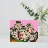 1950年代かわいいかごの子猫 ポストカード (スタンド正面)