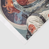 1950年代に月に向かう赤い宇宙飛行士の女性 薄葉紙 (詳細)