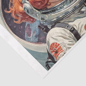 1950年代に月へ向かう赤い宇宙飛行士の女性 薄葉紙 (詳細)