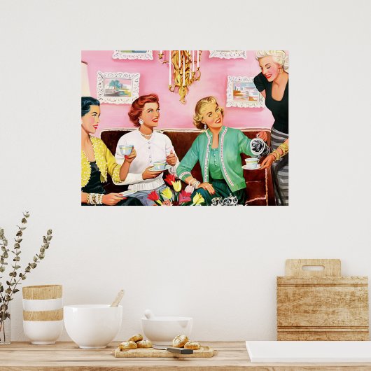 1950年代のアフタヌーンティー世紀半モダンばアートメディア ポスター (キッチン)