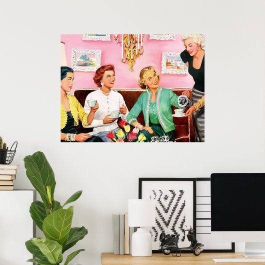 1950年代のアフタヌーンティー世紀半モダンばアートメディア ポスター (ホームオフィス)