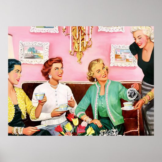 1950年代のアフタヌーンティー世紀半モダンばアートメディア ポスター (正面)