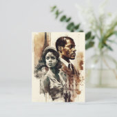 1950年代のアフリカ系アメリカ人カップルのはがき ポストカード (スタンド正面)