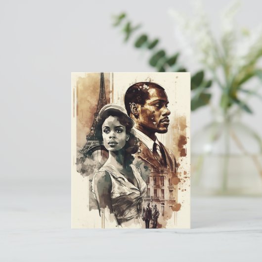 1950年代のアフリカ系アメリカ人カップルのはがき ポストカード (スタンド正面)