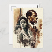 1950年代のアフリカ系アメリカ人カップルのはがき ポストカード (正面/裏面)
