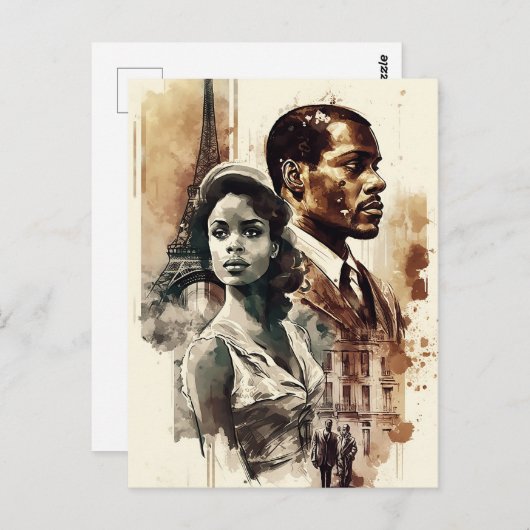 1950年代のアフリカ系アメリカ人カップルのはがき ポストカード (正面/裏面)