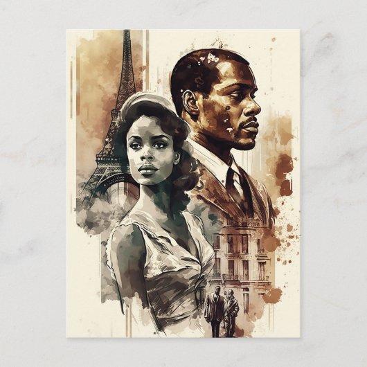 1950年代のアフリカ系アメリカ人カップルのはがき ポストカード (正面)