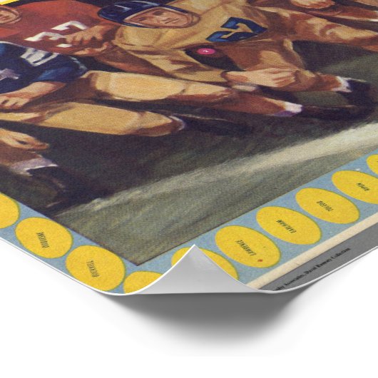 1950年代のアメリカンフットボールのヴィンテージ地図 ポスター (角)