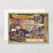 1950年代のアメリカンフットボールのヴィンテージ地図 ポストカード (正面/裏面)
