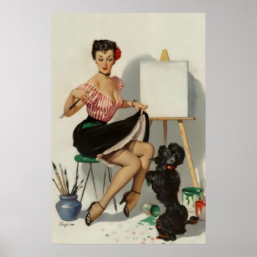 1950年代のエルヴグレンのピンアップの犬のポスター 何かのお役に立てれば ポスター (正面)