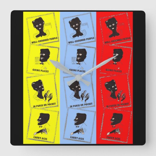 1950年代のエースコームのための3つのエース スクエア壁時計 (正面)