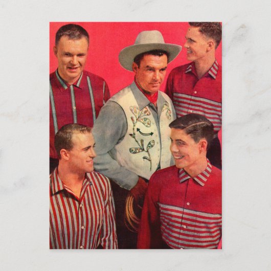 1950年代のカウボーイ・ポーとその少年 ポストカード (正面)