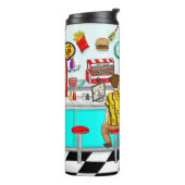 1950年代のカップルがダイナーで手を握り タンブラー (回転左)