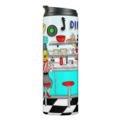 1950年代のカップルがダイナーで手を握り タンブラー (回転右)