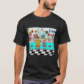 1950年代のカップルがダイナーで手を握り Tシャツ (正面)