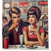 1950年代のカップル シャワーカーテン (正面)