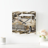 1950年代のクラシックシボレー車 スクエア壁時計 (ホーム)
