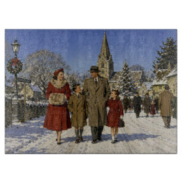 1950年代のクリスマスのイギリスの村の女性 カッティングボード