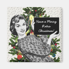 1950年代のクリスマスのサイン付き女性 マグネット
