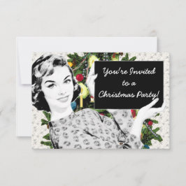 1950年代のクリスマスのサイン付き女性 招待状