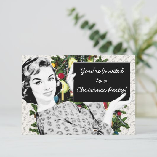 1950年代のクリスマスのサイン付き女性 招待状 (スタンド正面)