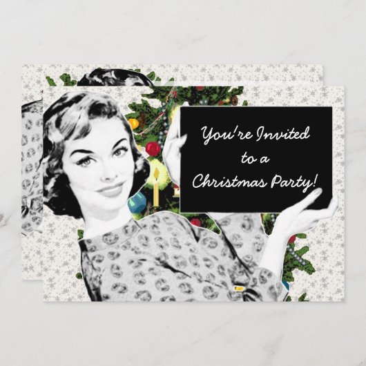 1950年代のクリスマスのサイン付き女性 招待状 (正面/裏面)