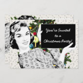 1950年代のクリスマスサインを持つ女性 招待状 (正面/裏面)