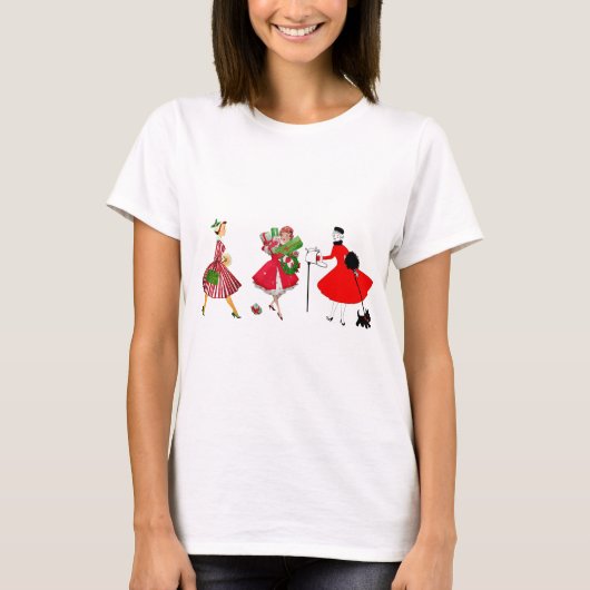 1950年代のクリスマスビンテージレディース Tシャツ (正面)