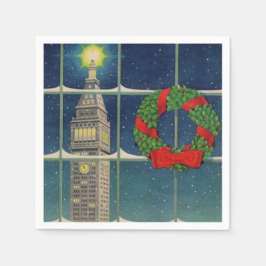 1950年代のクリスマス スタンダードカクテルナプキン (正面)
