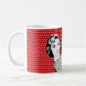 1950年代のサインママ付き女性 コーヒーマグカップ (左)