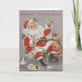 1950年代のサンタと紅茶とクッキーのクリスマスカスタムクリスマス シーズンカード (正面)