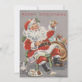 1950年代のサンタと紅茶とクッキーのクリスマスカスタムクリスマス シーズンカード (正面)