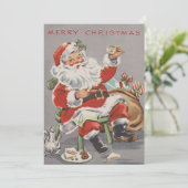 1950年代のサンタと紅茶とクッキーのクリスマスカスタムクリスマス シーズンカード (スタンド正面)