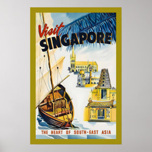 1950年代のシンガポールのヴィンテージなアジアの中心地への旅 ポスター