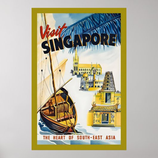 1950年代のシンガポールのヴィンテージなアジアの中心地への旅 ポスター (正面)