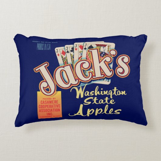 1950年代のジャックのワシントン州リンゴのクレートラベル アクセントクッション (正面)