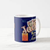 1950年代のジャックのワシントン州リンゴのクレートラベル コーヒーマグカップ (正面右)