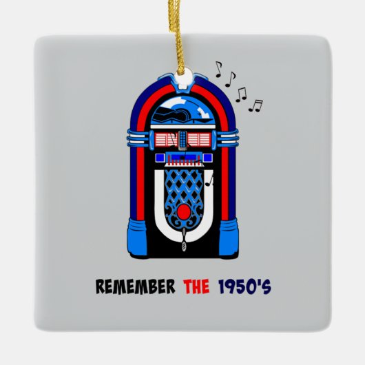 1950年代のジュークボックスを覚えておきなさい。 セラミックオーナメント (正面)