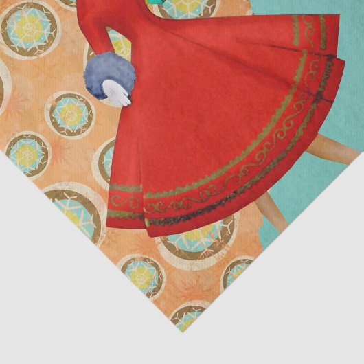 1950年代のスタイルクリスマスウーマンとプレゼント 薄葉紙 (詳細)