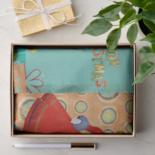 1950年代のスタイルクリスマスウーマンとプレゼント 薄葉紙 (ギフト)