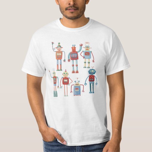 1950年代のスタイルレトロロボット Tシャツ (正面)